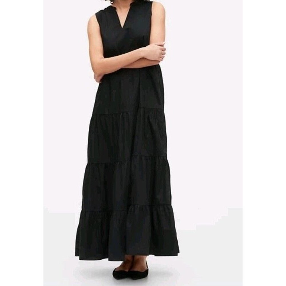 Gap Maxi Dress Small  Black  Pockets Peasant Cottagecore BoHo